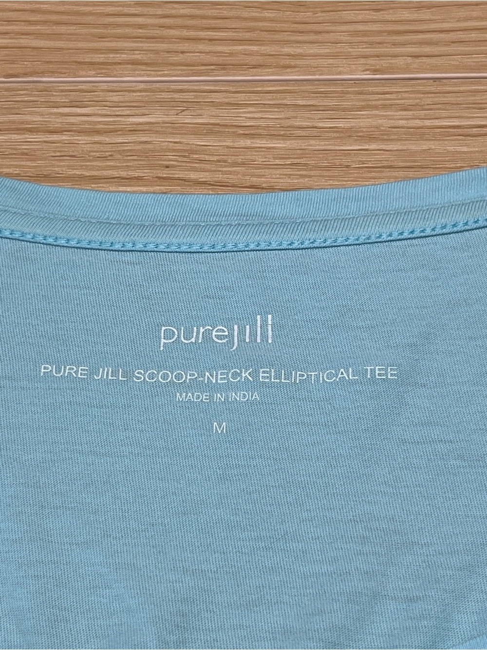 J.Jill Pure Jill Scoop Neck Elliptical Tee Aqua Blue Pima Cotton Size M - Picture 8 of 11